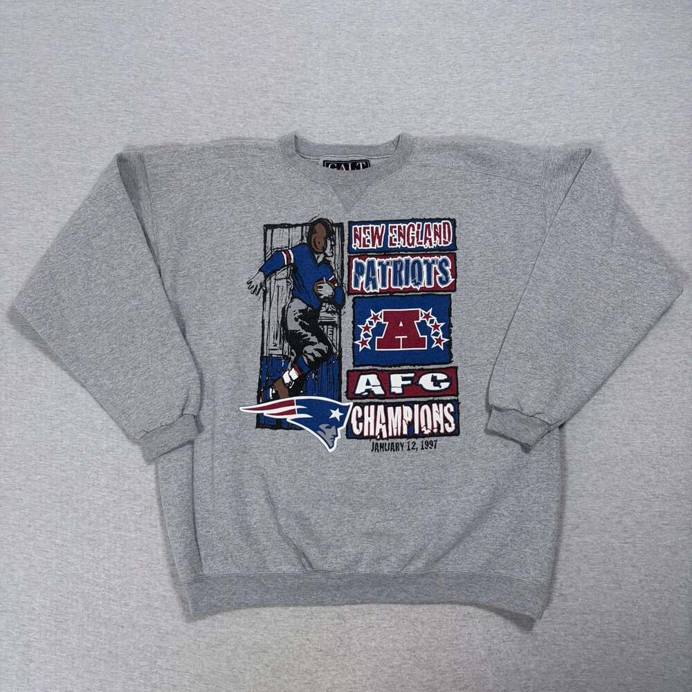 Galt Sand New England Patriots AFC Champions Sweatshirt Size XL Grey 1997
